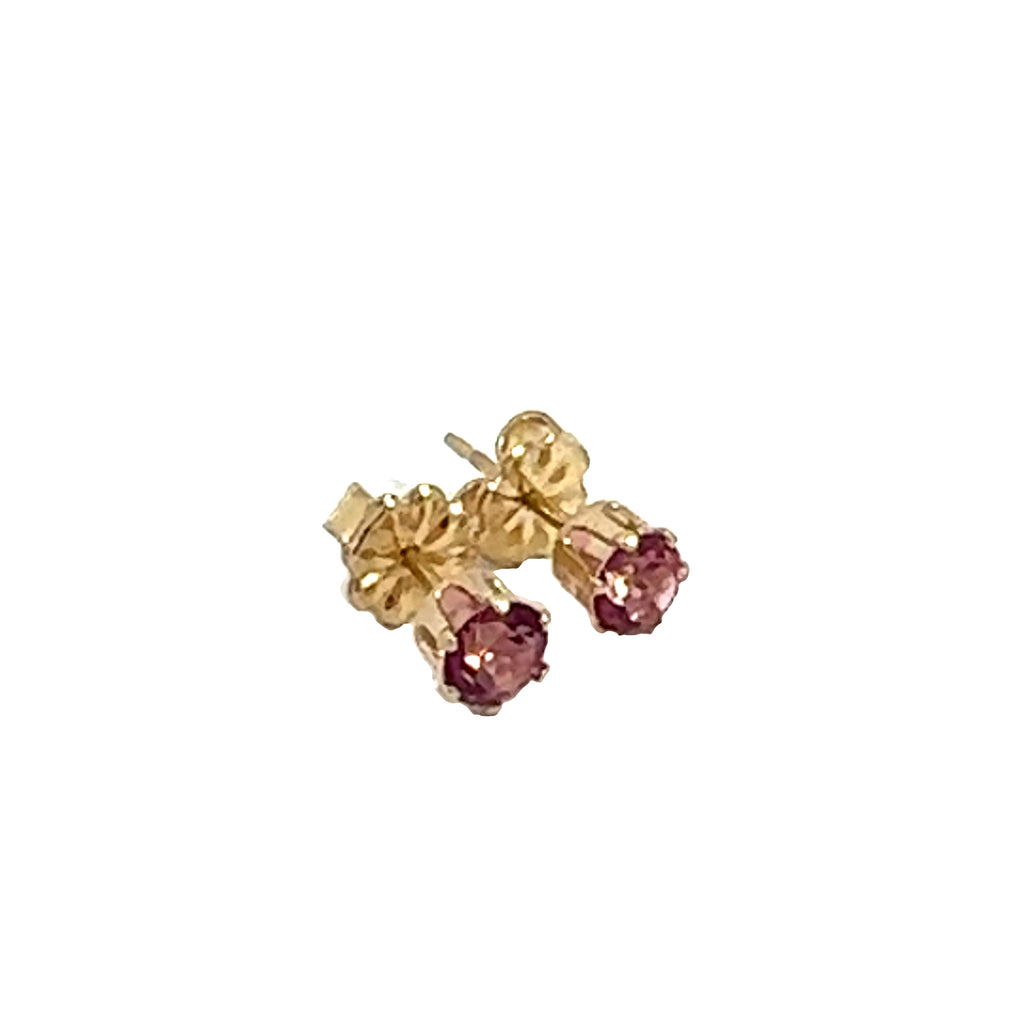 Pink Topaz Gemstone Earrings on white front left angle overview