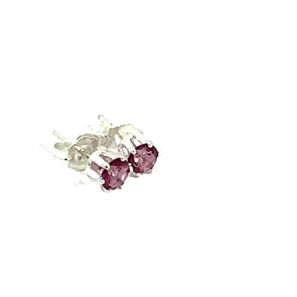 Pink Topaz Sterling Silver Earrings on white center angle overview