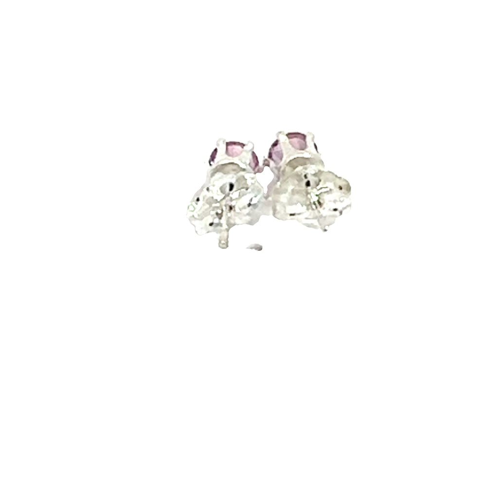 Pink Topaz Sterling Silver Earrings on white center back side overview