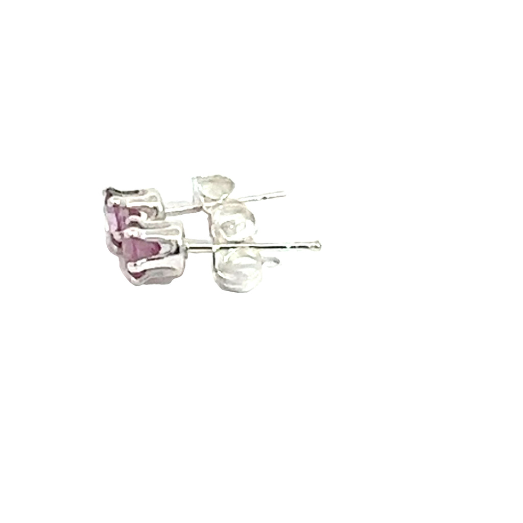 Pink Topaz Sterling Silver Earrings on white center left side overview