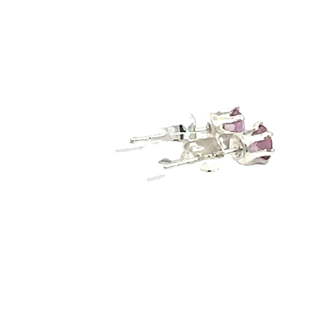 Pink Topaz Sterling Silver Earrings on white center right side overview