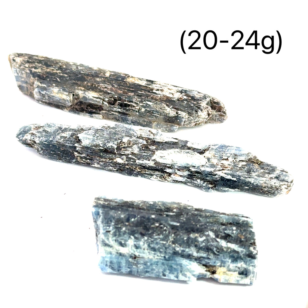 Raw Blue Kyanite with Biotite Gemstone 20-24g on white overview