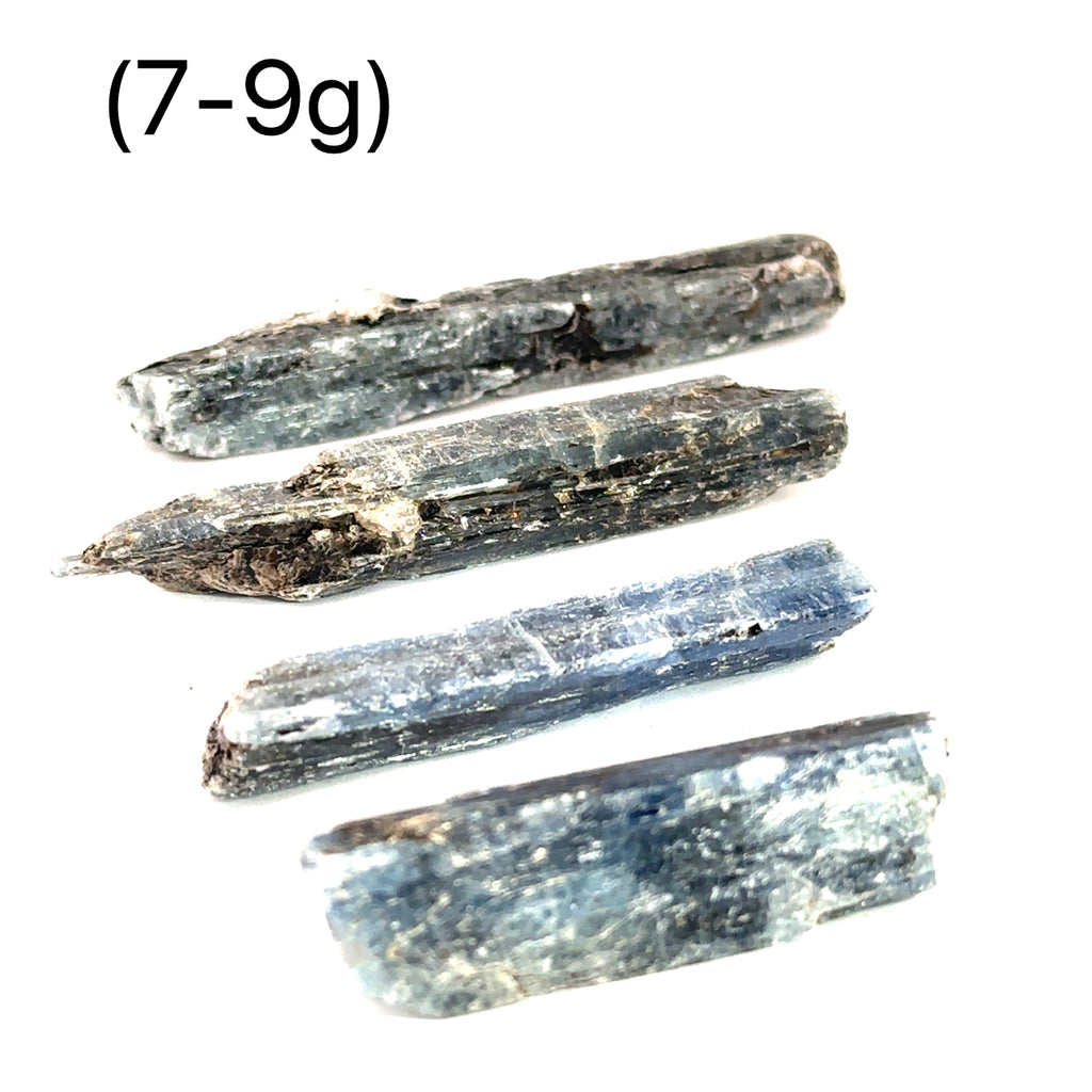 Raw Blue Kyanite with Biotite Gemstone 7-9g on white overview