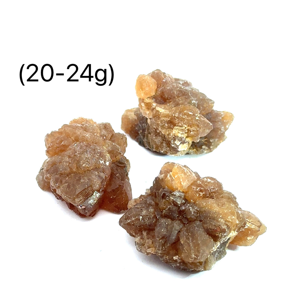 Raw Citrine Spray Gemstone from Morocco grouping  (20-24g) on white overview