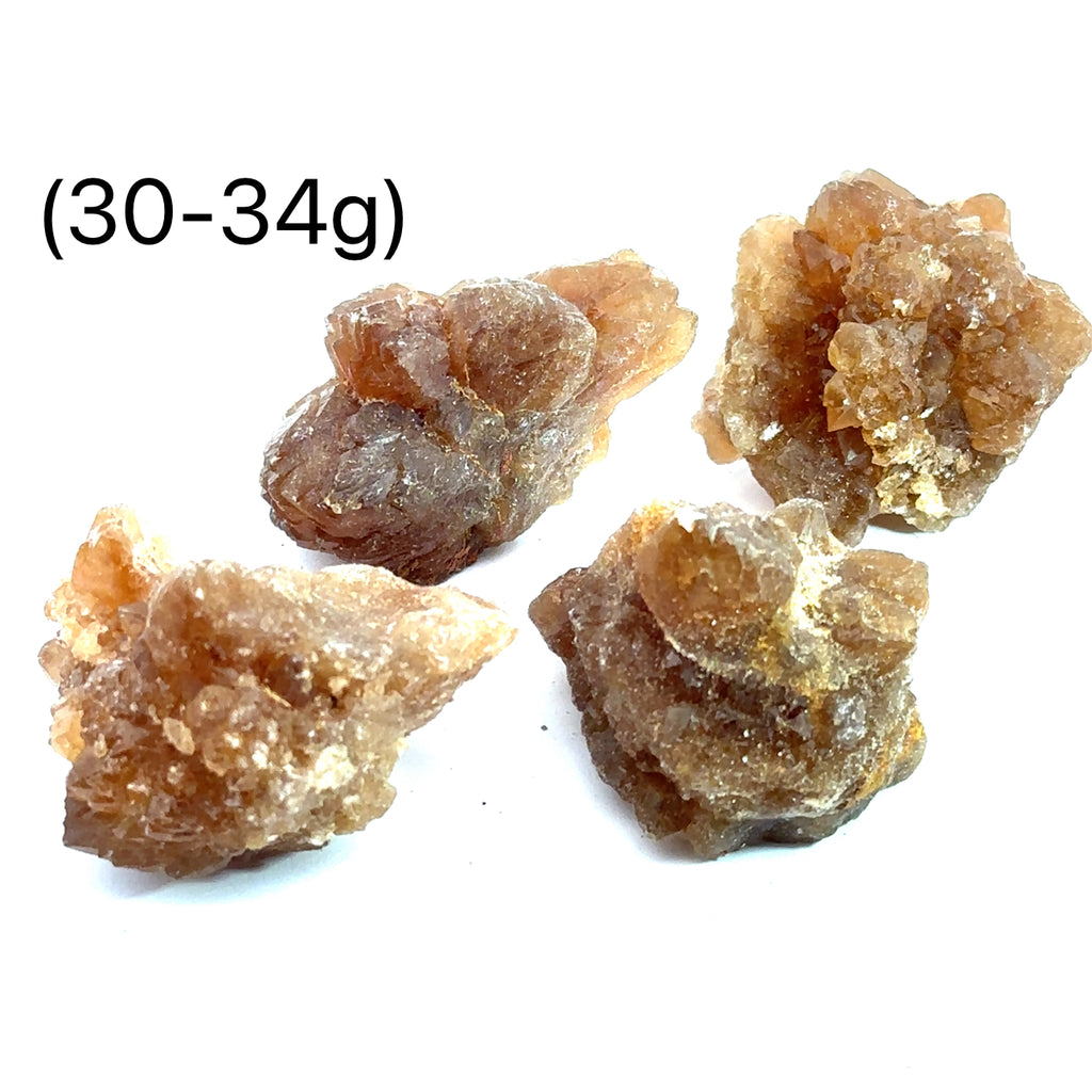 Raw Citrine Spray Gemstone from Morocco grouping  (30-34g) on white overview