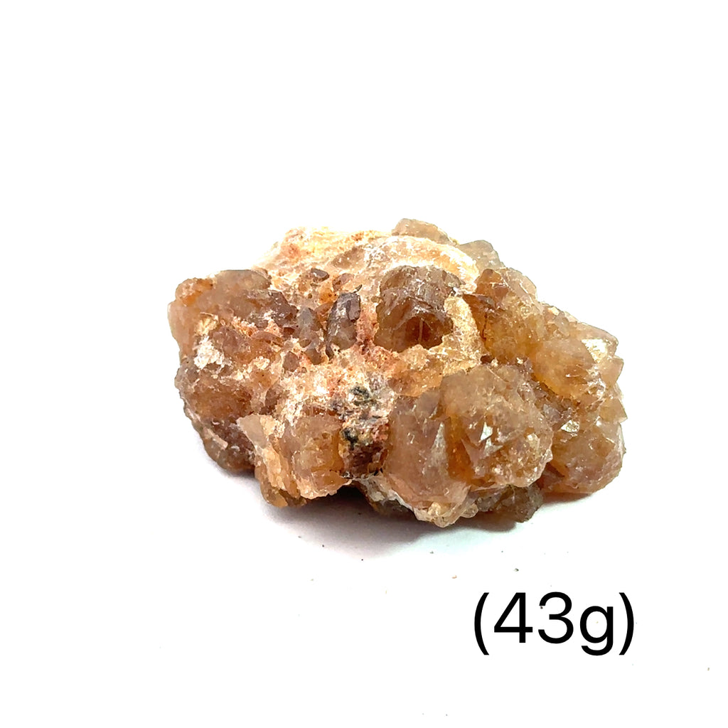 Raw Citrine Spray Gemstone from Morocco grouping  (43g) on white overview