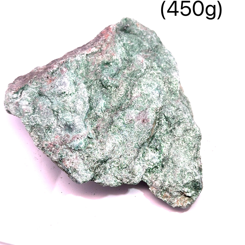 Raw Fuchsite Gemstone on white 450g overview 