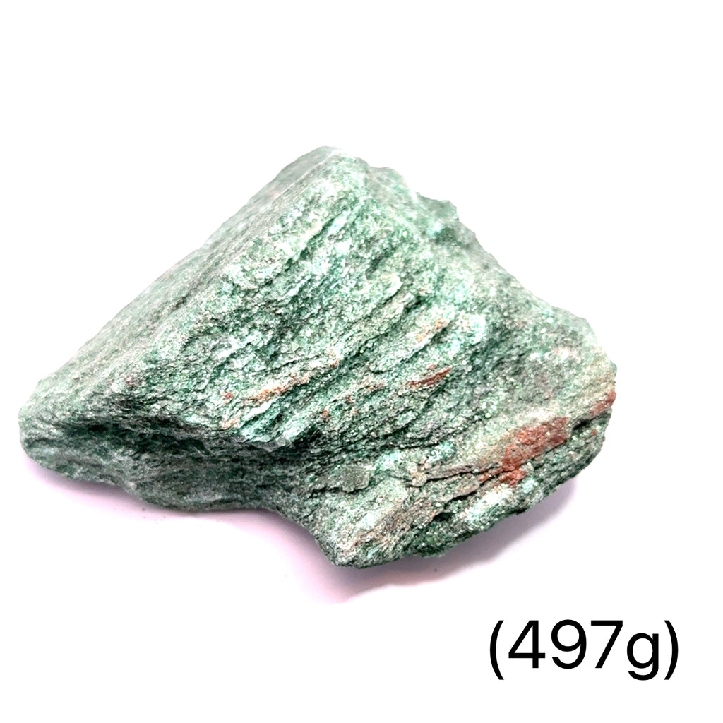 Raw Fuchsite Gemstone on white 497g overview 
