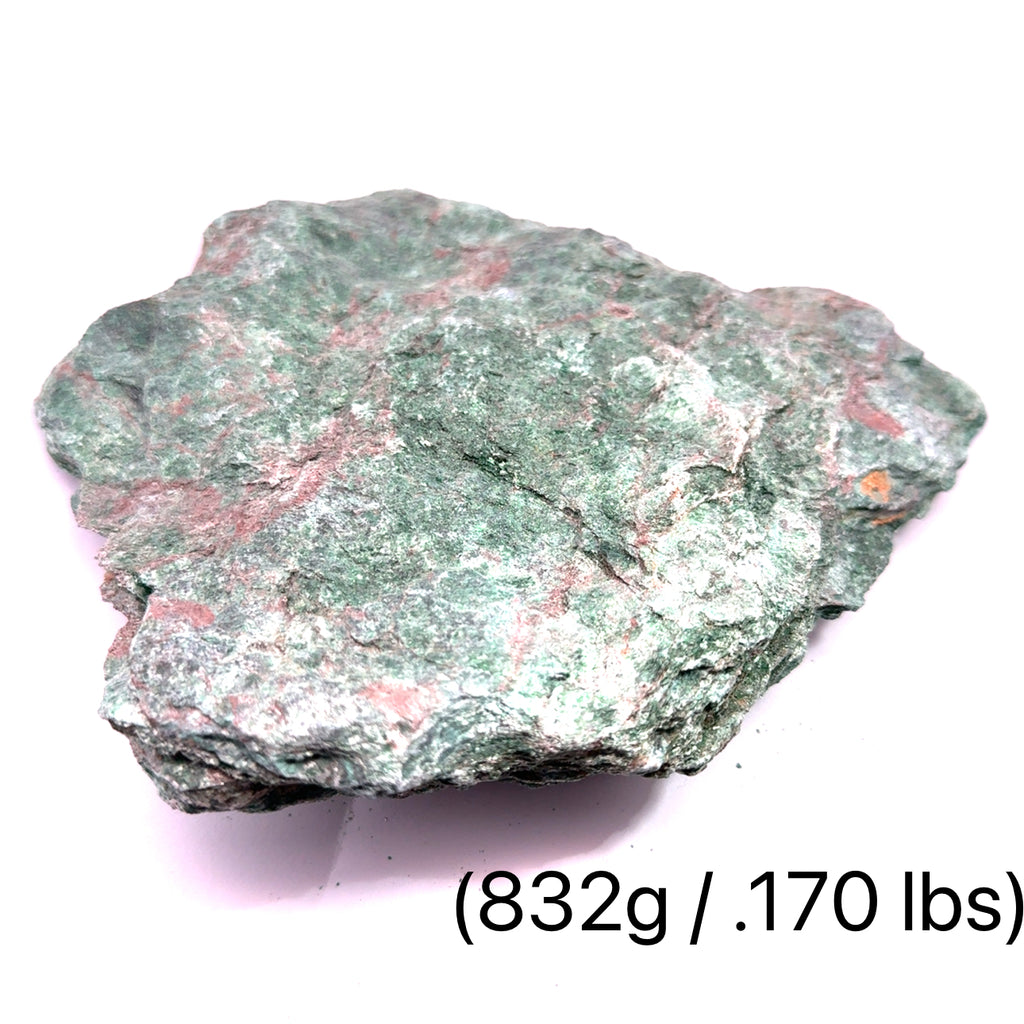 Raw Fuchsite Gemstone on white 832g overview 