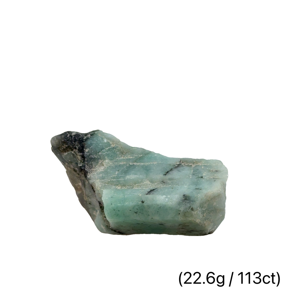 Raw Grade‑A Emerald Gemstone on white22.6g/113ct  overview