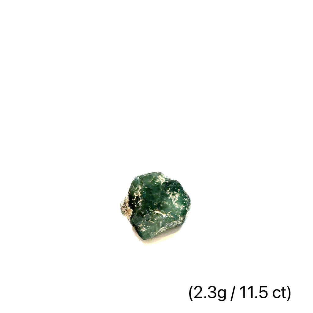 Raw Grade‑A Emerald Gemstone on white 2.3g/11.5ct overview