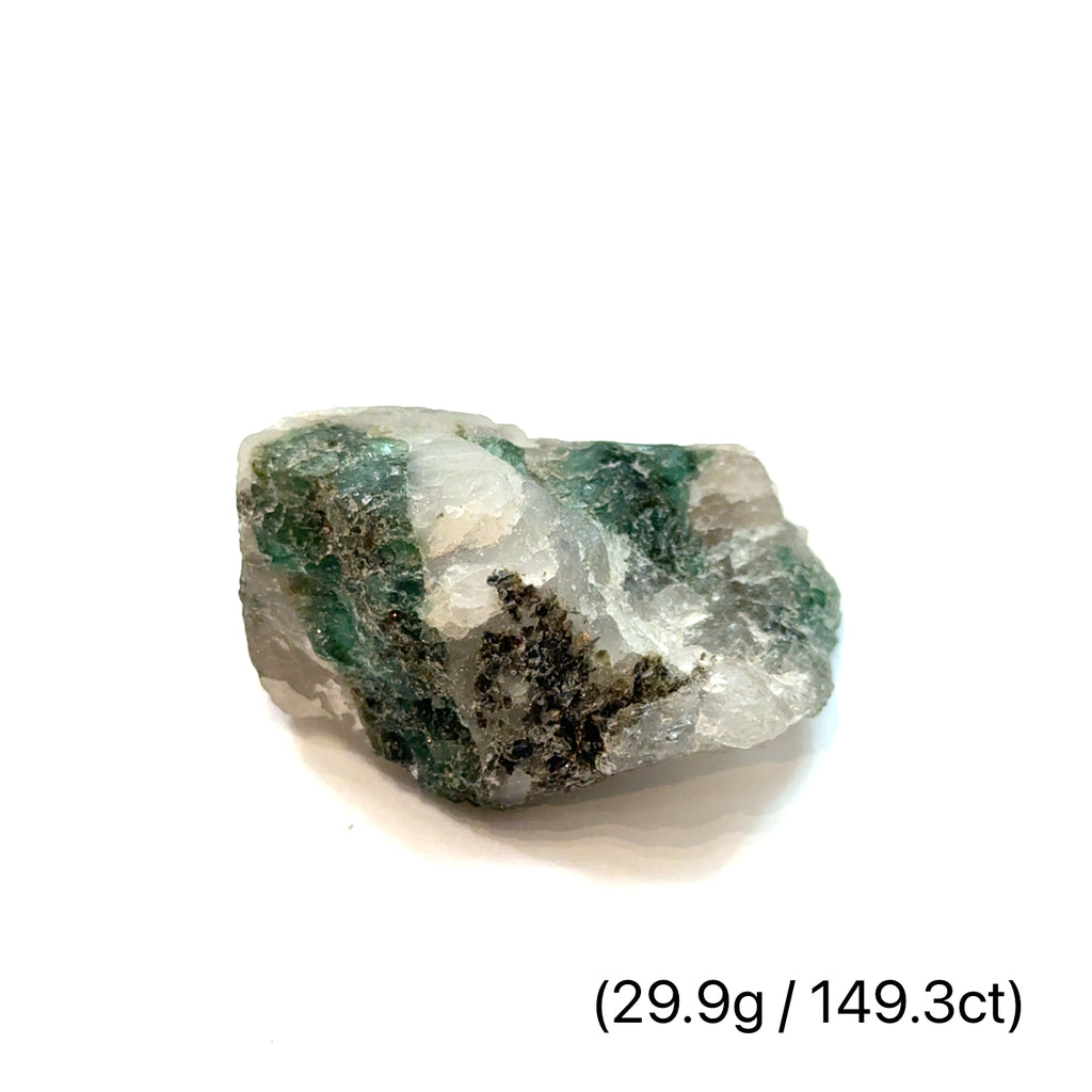 Raw Grade‑A Emerald Gemstone on white 29.9g/149.3ct  overview