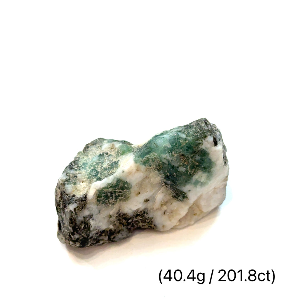 Raw Grade‑A Emerald Gemstone on white 40.4g/201.8ct  overview