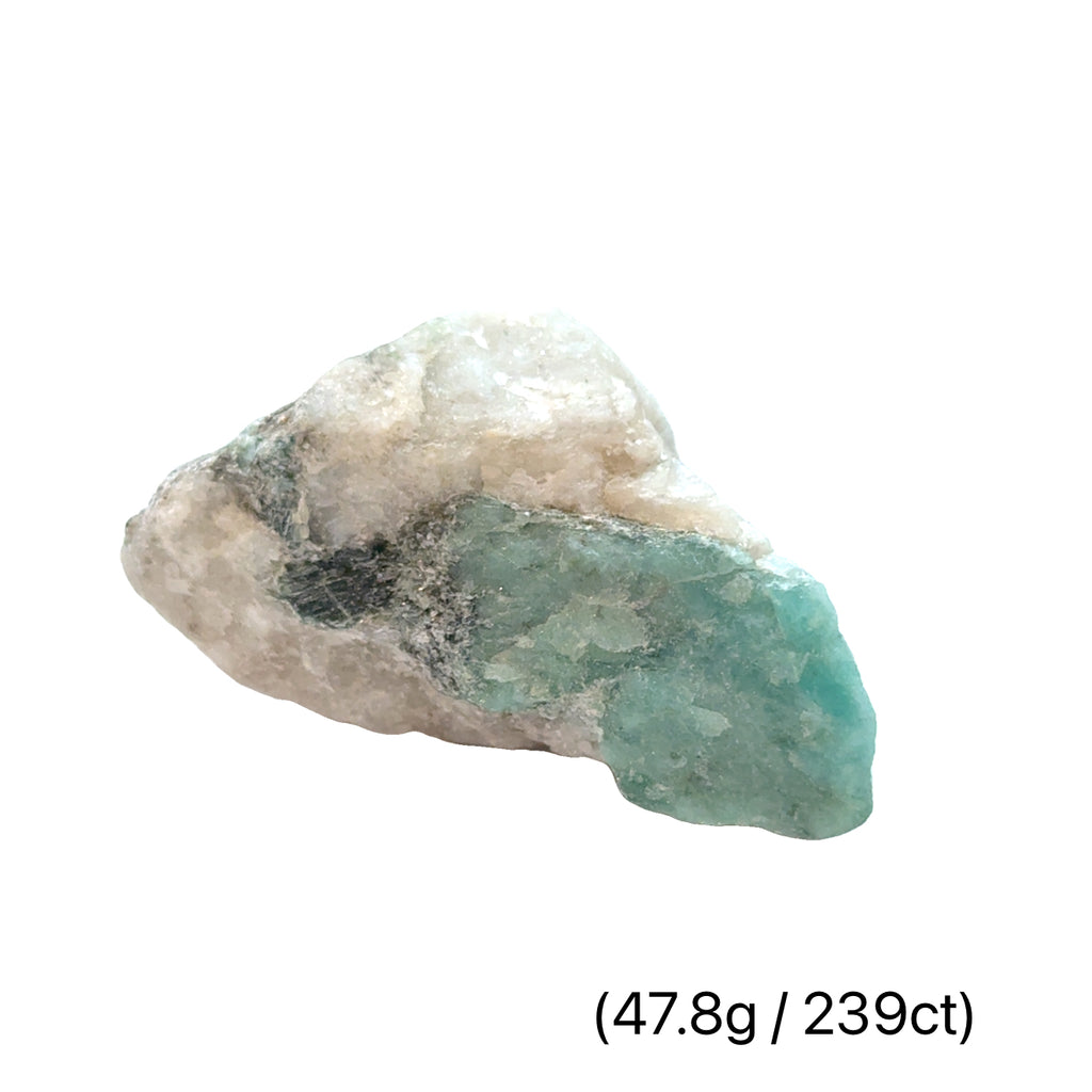 Raw Grade‑A Emerald Gemstone on white 47.8g/239ct  overview
