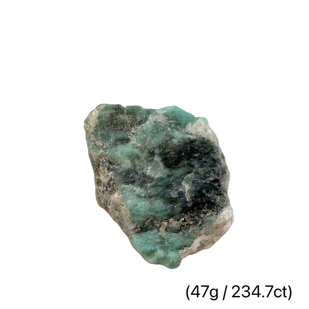 Raw Grade‑A Emerald Gemstone on white 47g/234.7ct  overview