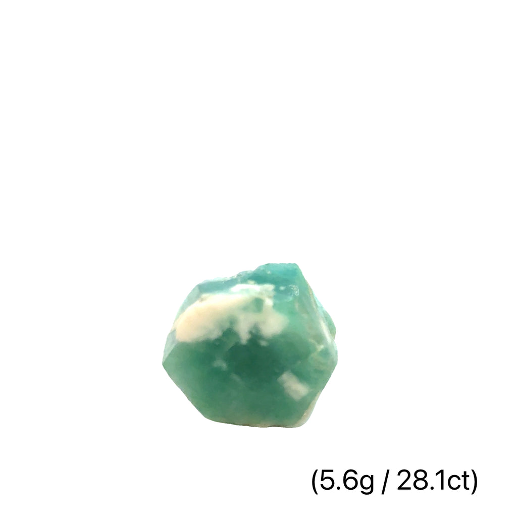 Raw Grade‑A Emerald Gemstone on white 5.6g/28.1ct overview