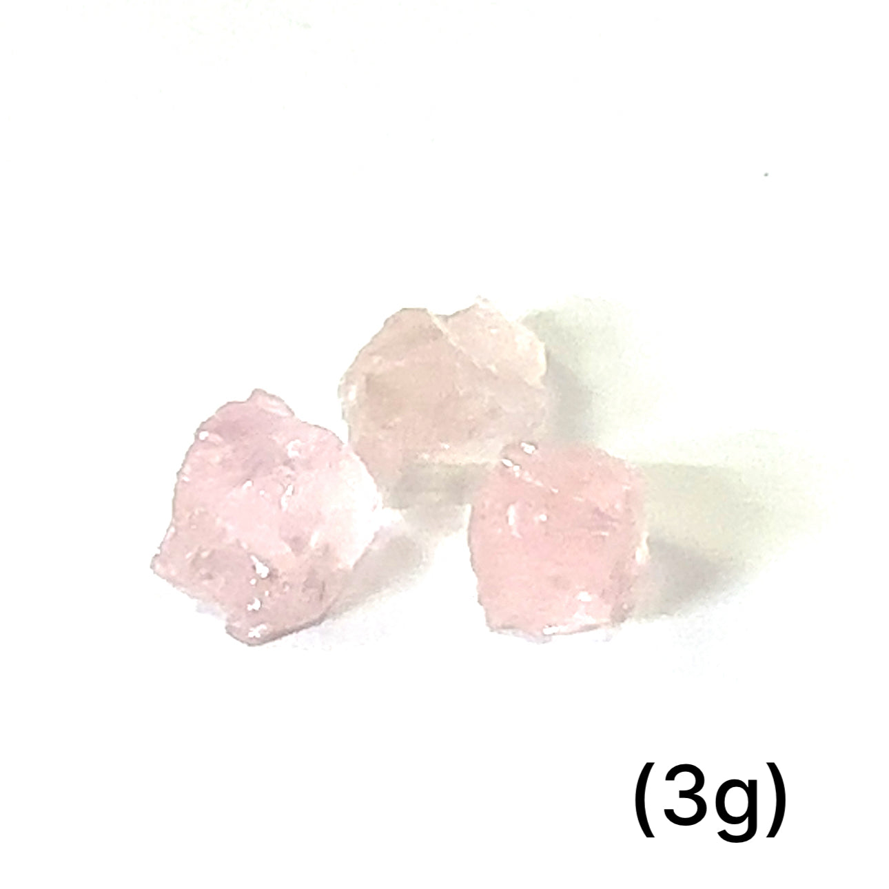 Raw Morganite Gemstone (3g) on white front overview 