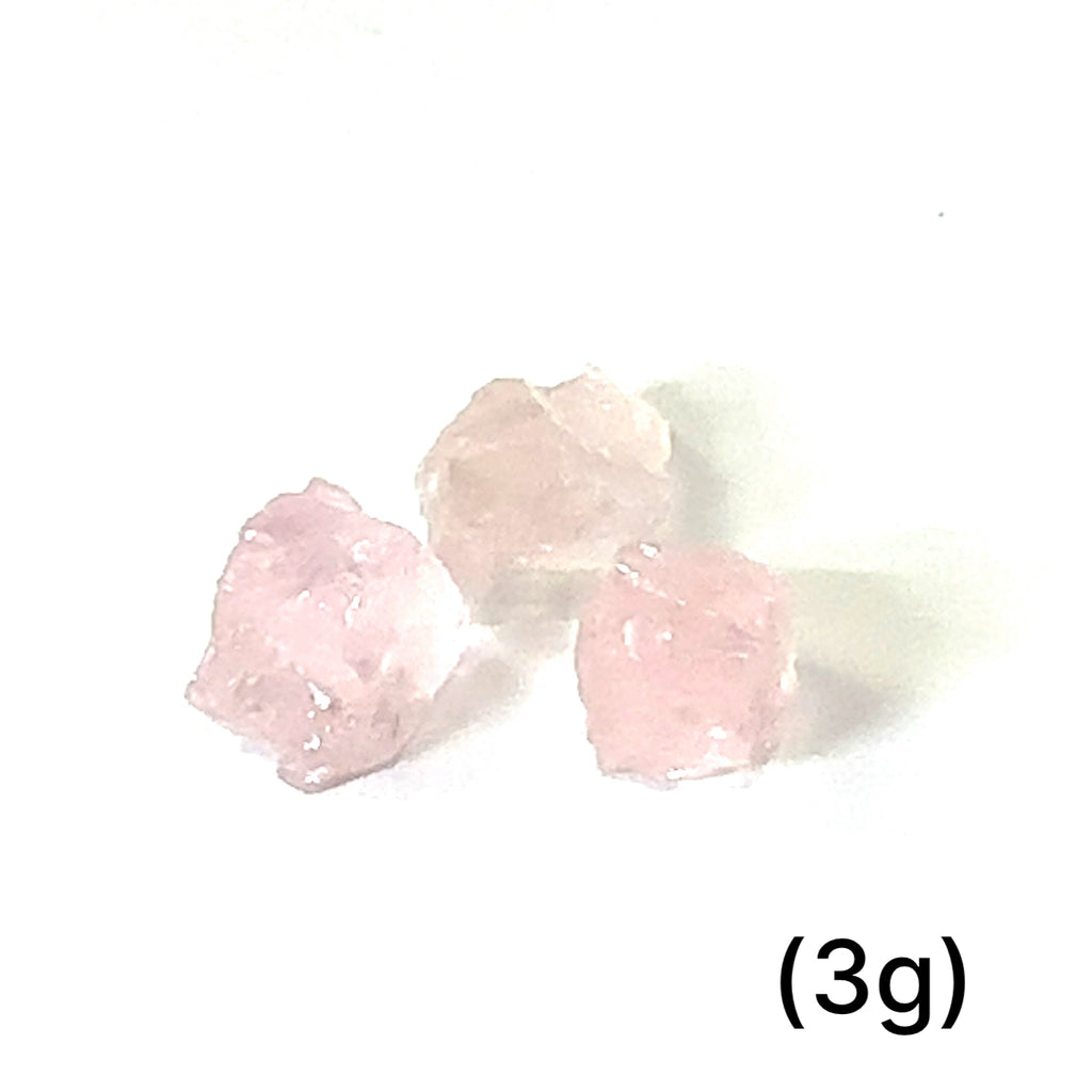 Raw Morganite Gemstone (3g) on white front overview 