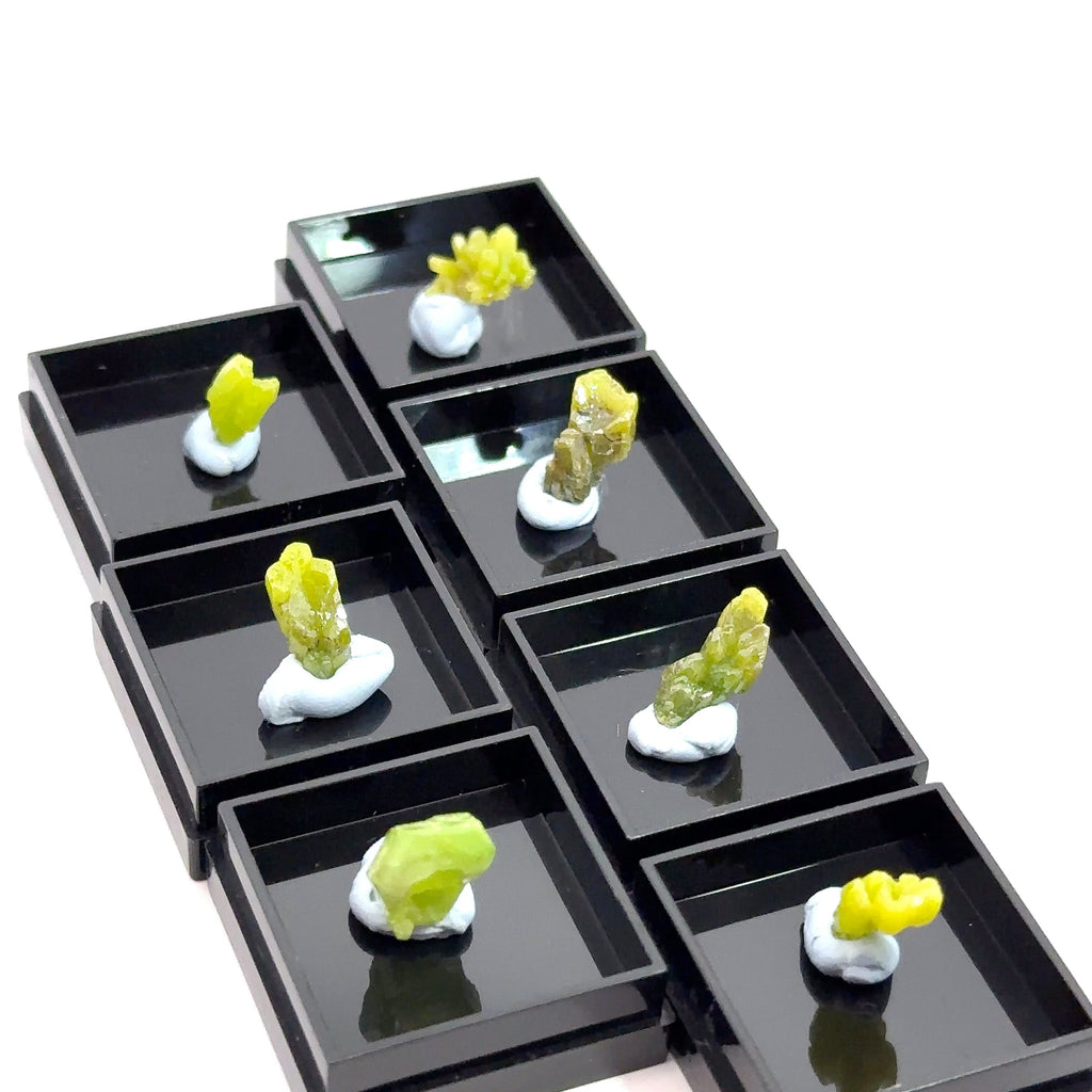 Raw Pyromorphite Gemstone in Perky Box  left side on white overview