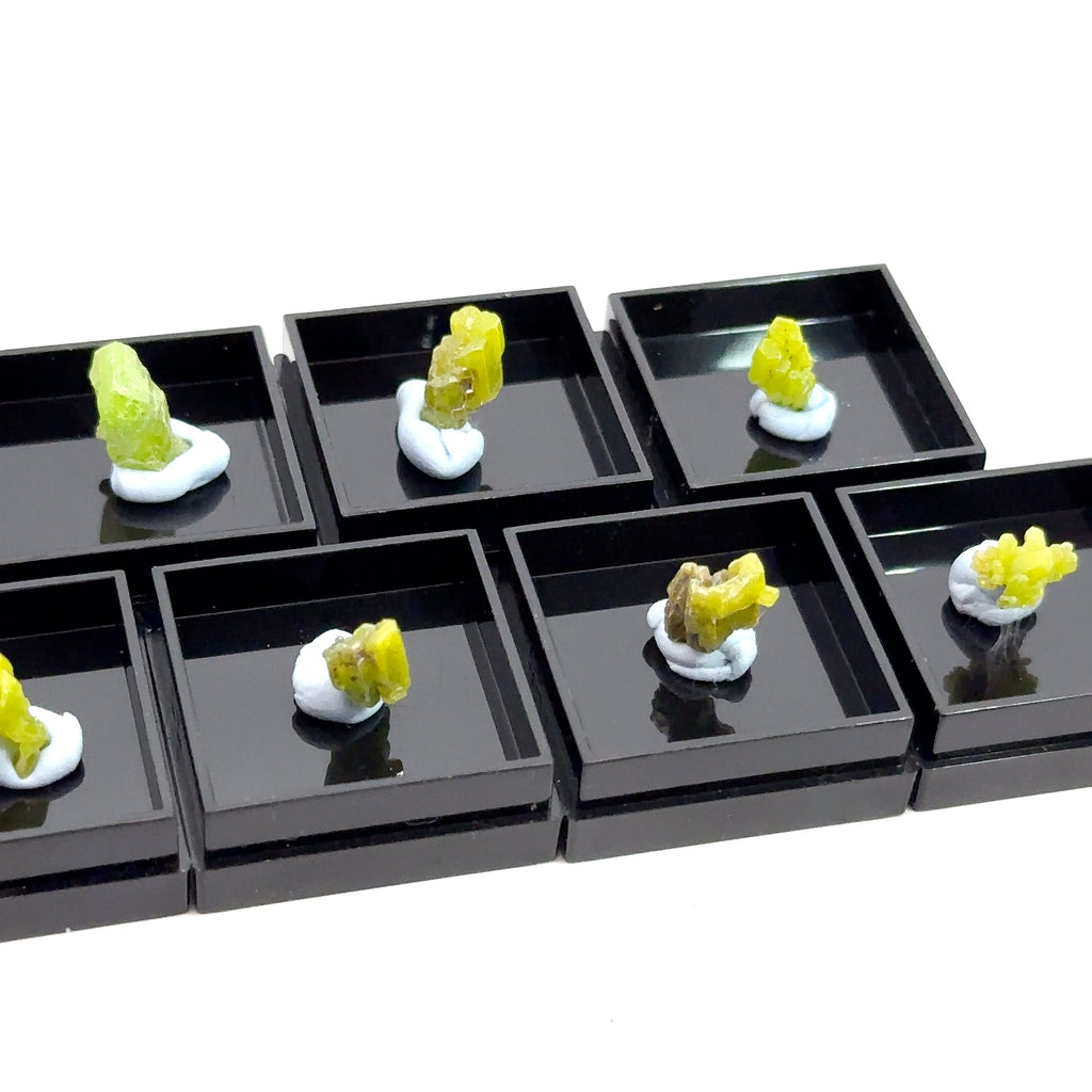 Raw Pyromorphite Gemstone in Perky Box  on white overview