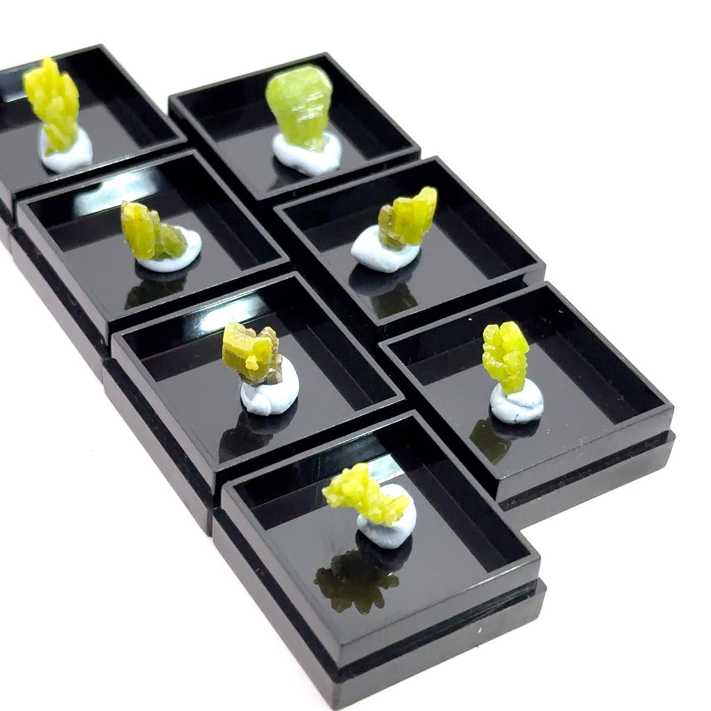 Raw Pyromorphite Gemstone in Perky Box  right on white overview