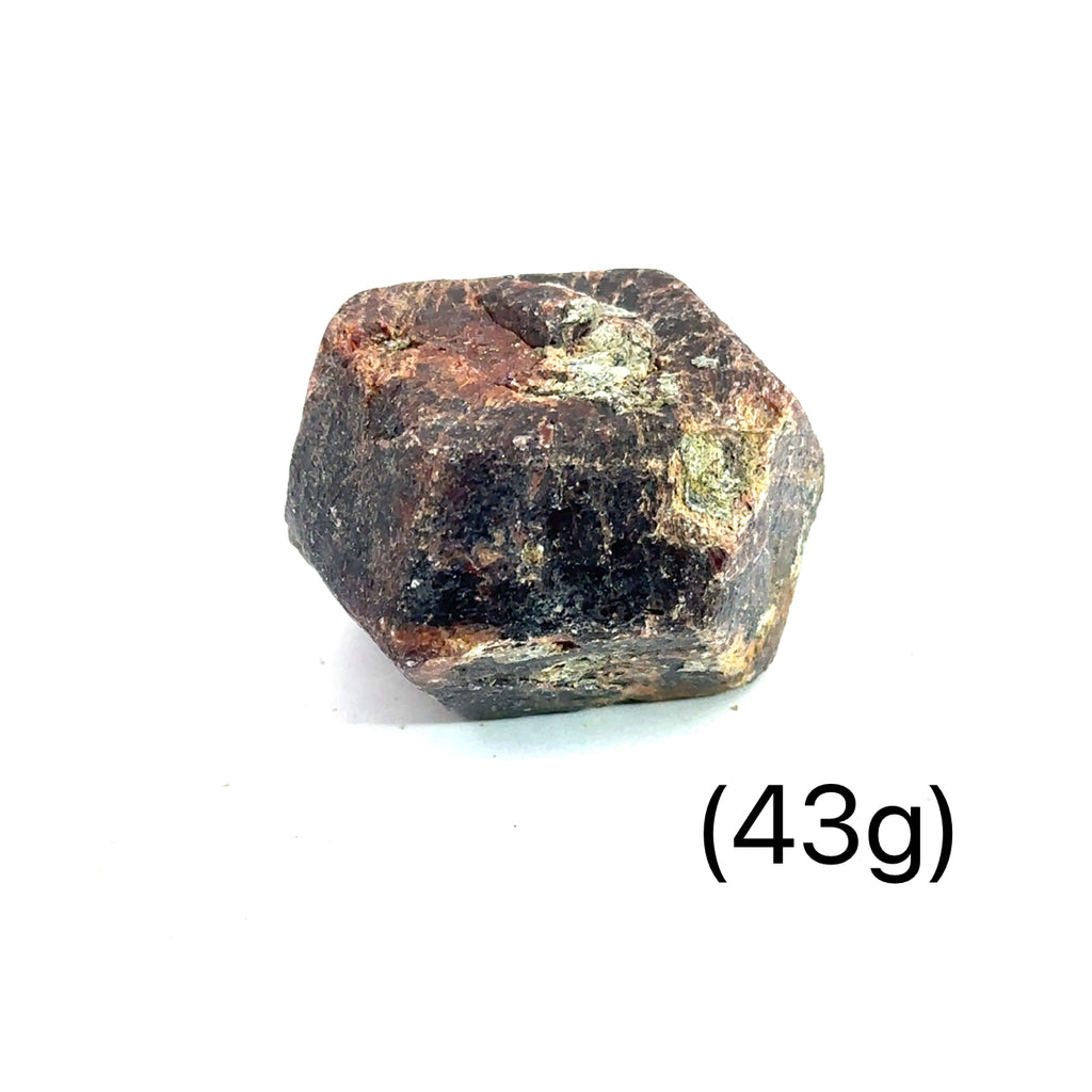 Raw Red Garnet Gemstone from Morocco grouping on white (43g) overview