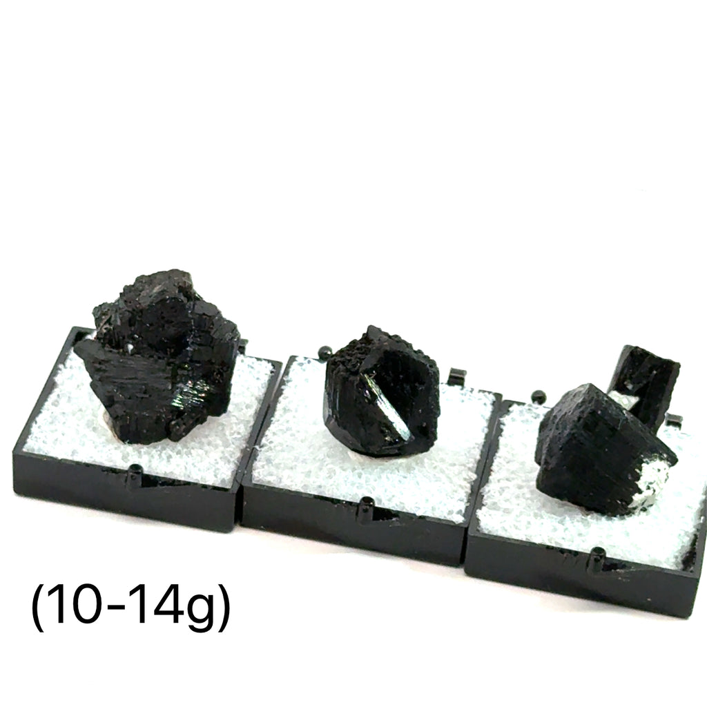 Raw Schorl Tourmaline (Black Tourmaline)  10-14g on white in perky box front view