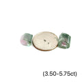 Raw Watermelon Tourmaline gemstone showing pink and green layers on white background front view with dime to show size (3.50-5.75ct)