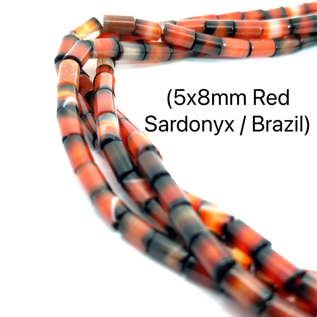 Red Sardonyx Gemstone Strand – 16" on white long overview