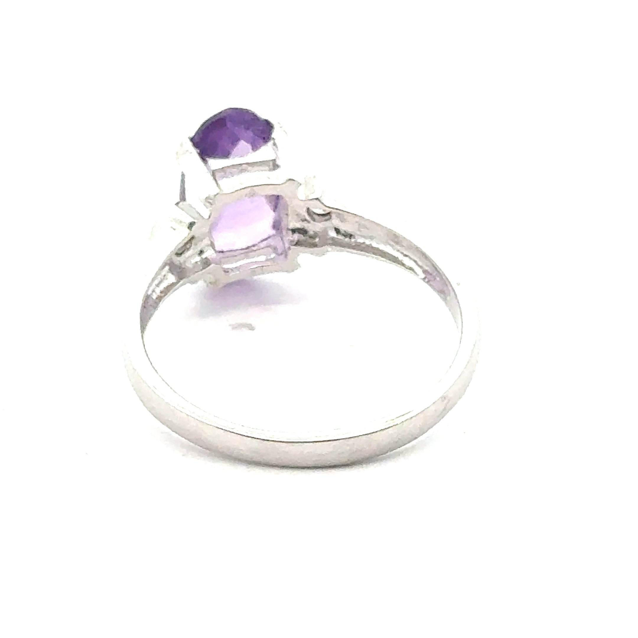  Ethical gemstone jewelry handcrafted with silver and Regal Amethyst in Boston- Angle view left