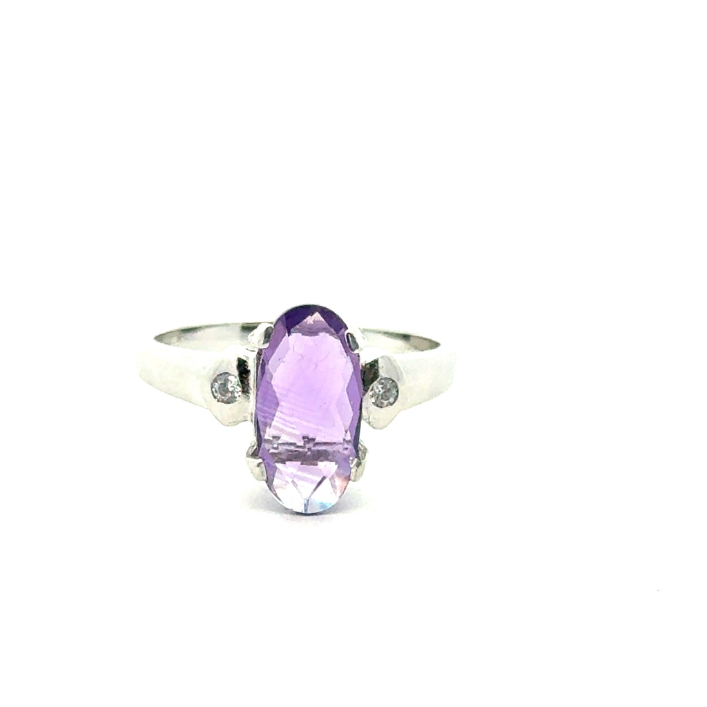  Ethical gemstone jewelry handcrafted with silver and Regal Amethyst in Boston- view close up
