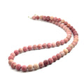 Rhodonite Gemstone Beaded Necklace on white front overview