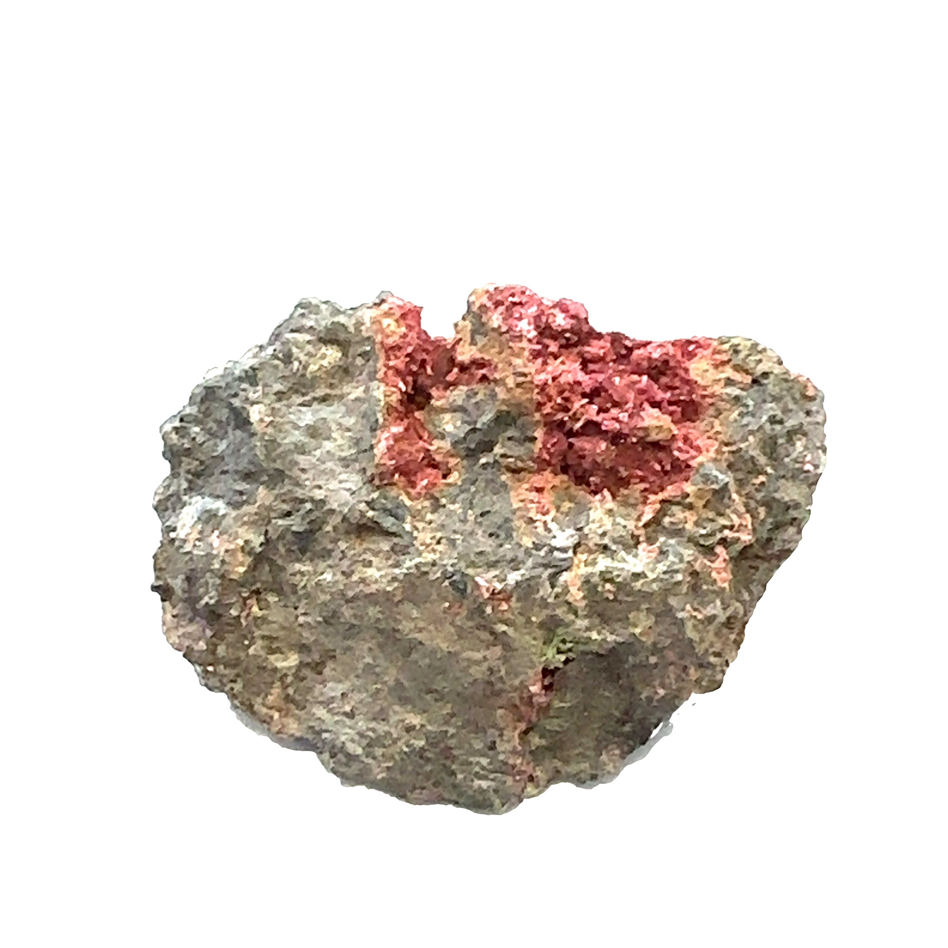 Roselite Raw Gemstone from Morocco B on white overview