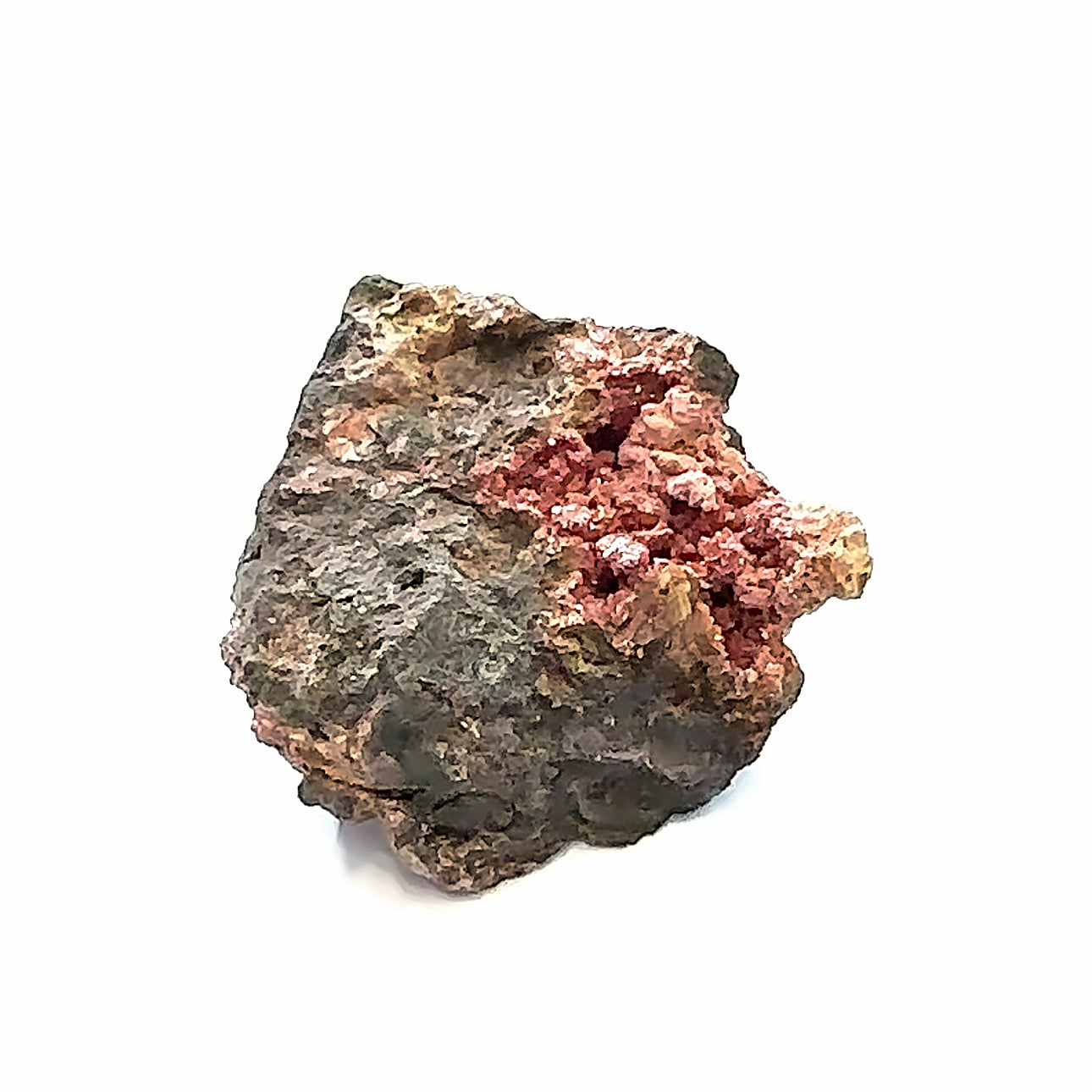 Roselite Raw Gemstone from Morocco C on white overview