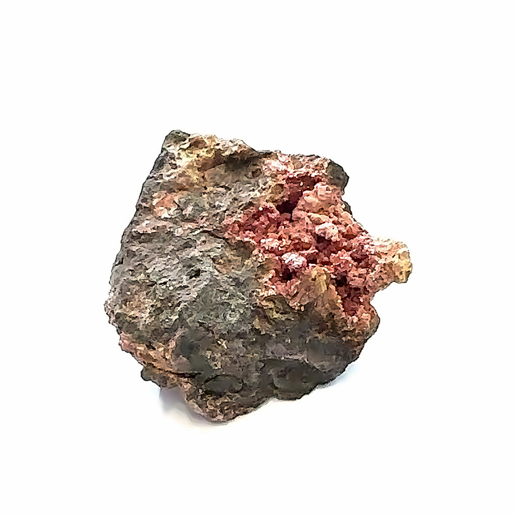 Roselite Raw Gemstone from Morocco C on white overview