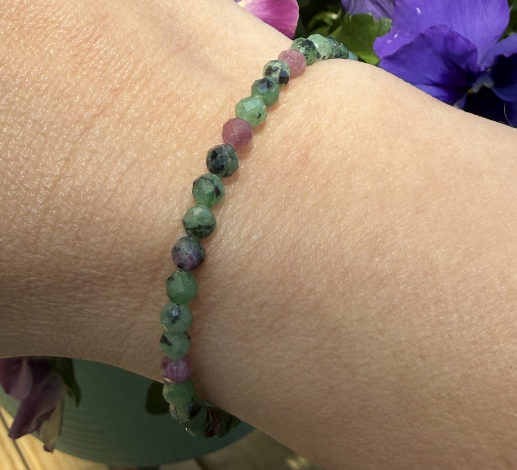 Ruby Zoisite Gemstone Bracelet – with Sterling Silver Toggle (Hope, Gratitude & Peace)