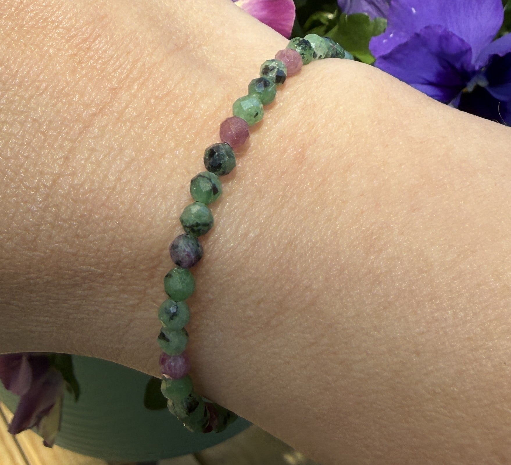 Ruby Zoisite Gemstone Bracelet – with Sterling Silver Toggle (Hope, Gratitude & Peace)