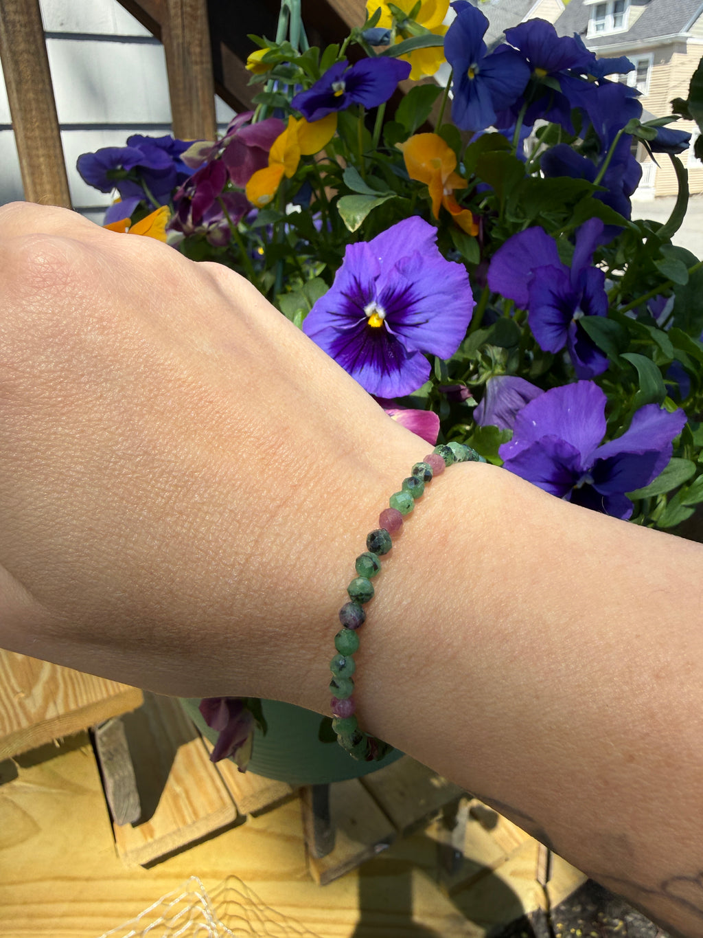 Ruby Zoisite Gemstone Bracelet – with Sterling Silver Toggle (Hope, Gratitude & Peace)
