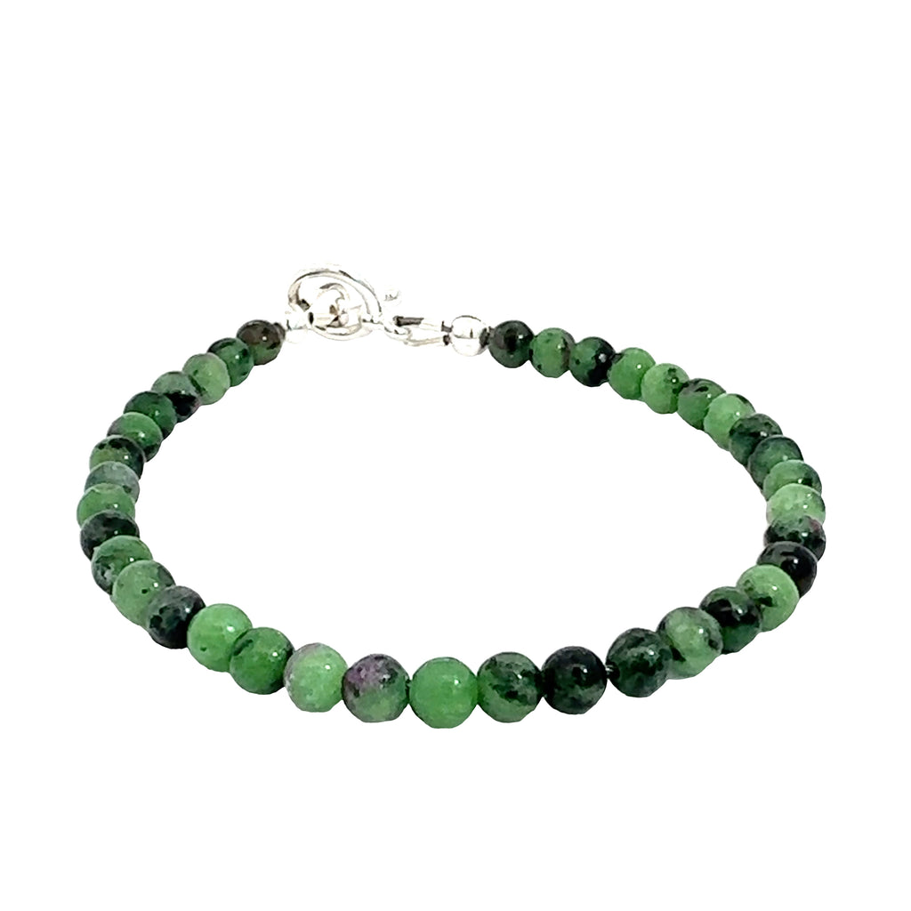 Ruby Zoisite Gemstone Bracelet  on white center overview