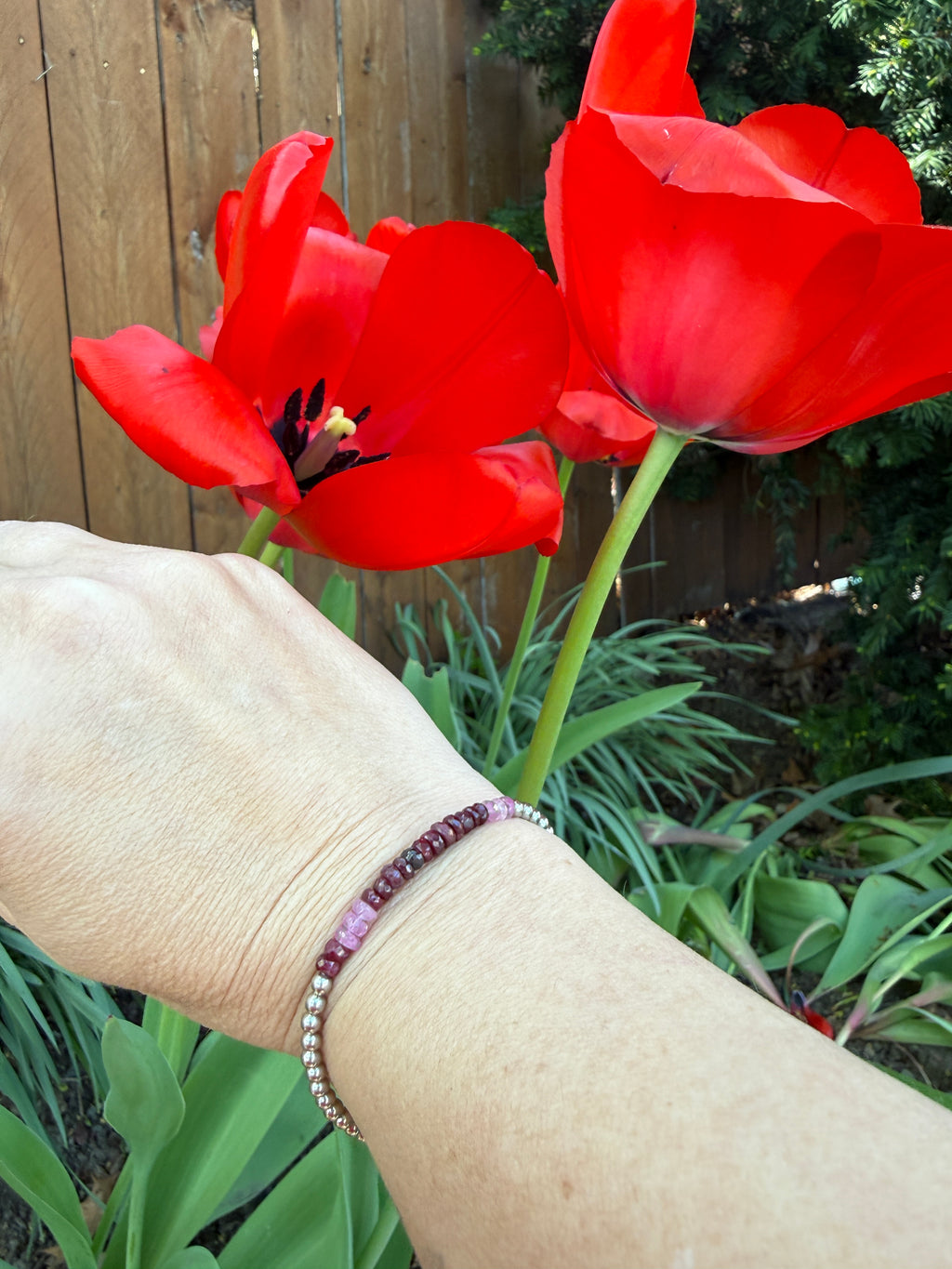 Genuine Ruby Gemstone Beaded Bracelet – 4–5mm Faceted Roundels with Gold-Filled Toggle | July Birthstone Jewelry by Hidden Jewel