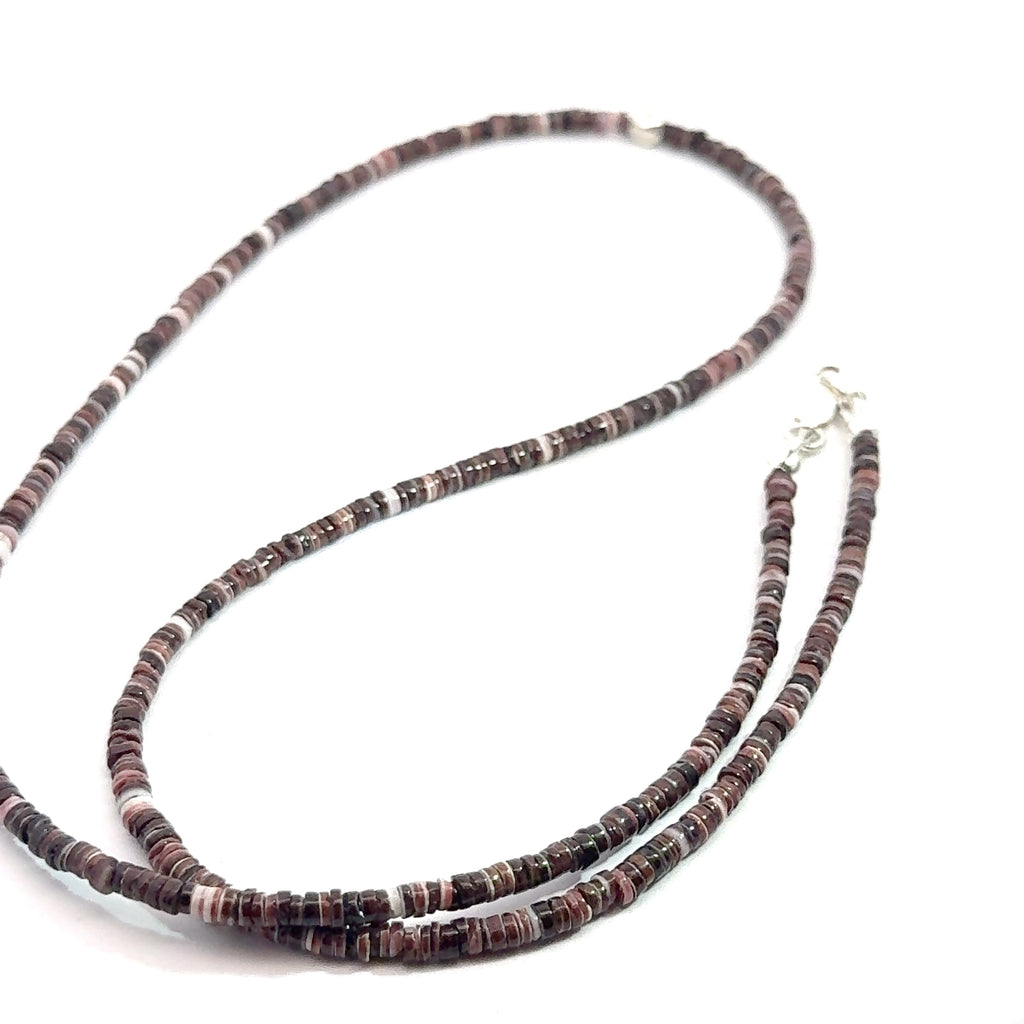 Shell Gemstone Beaded Necklace  on white  back overview