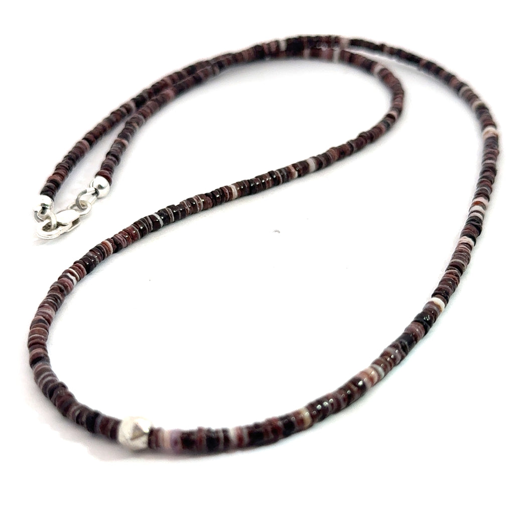 Shell Gemstone Beaded Necklace  on white front  center overview