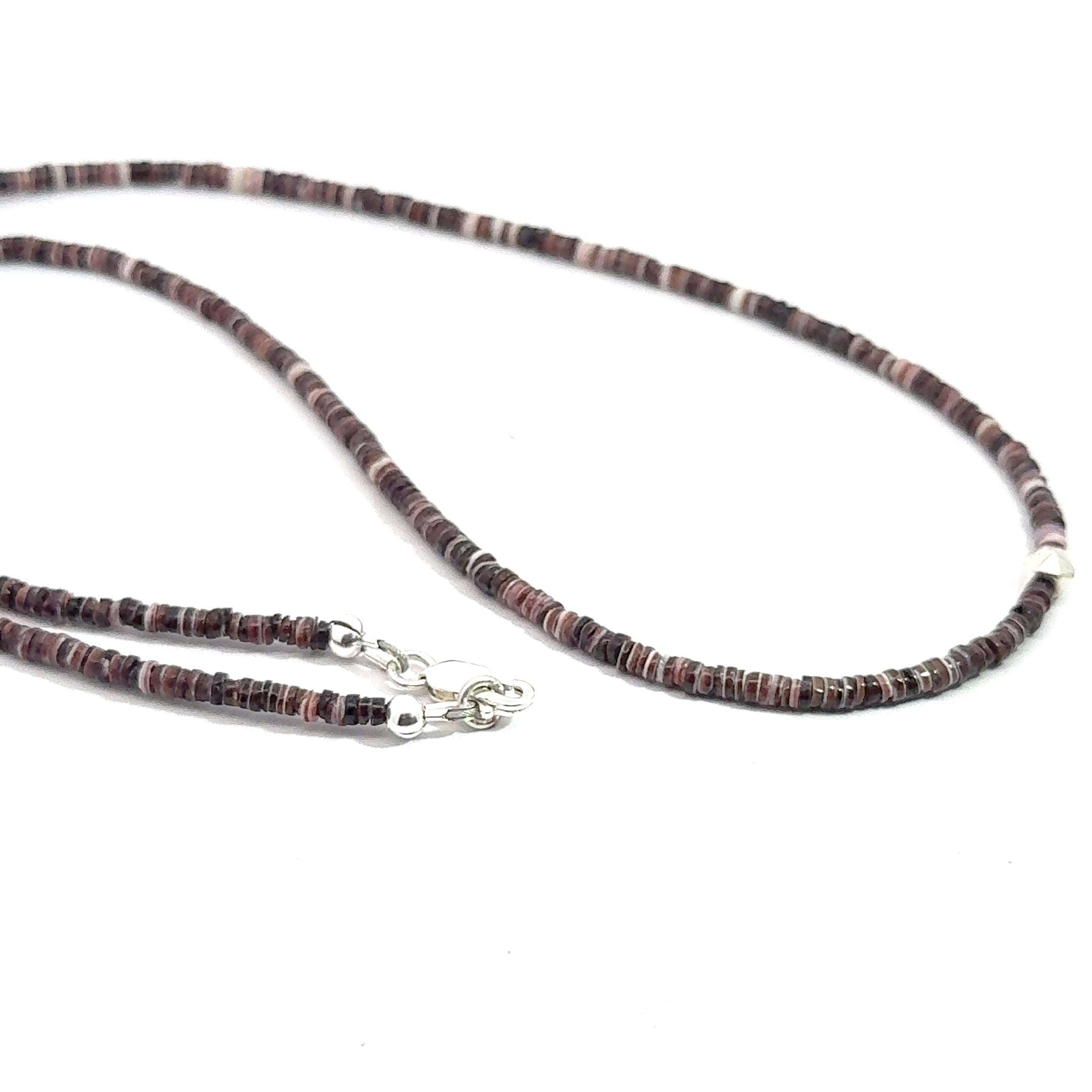 Shell Gemstone Beaded Necklace  on white  left side overview