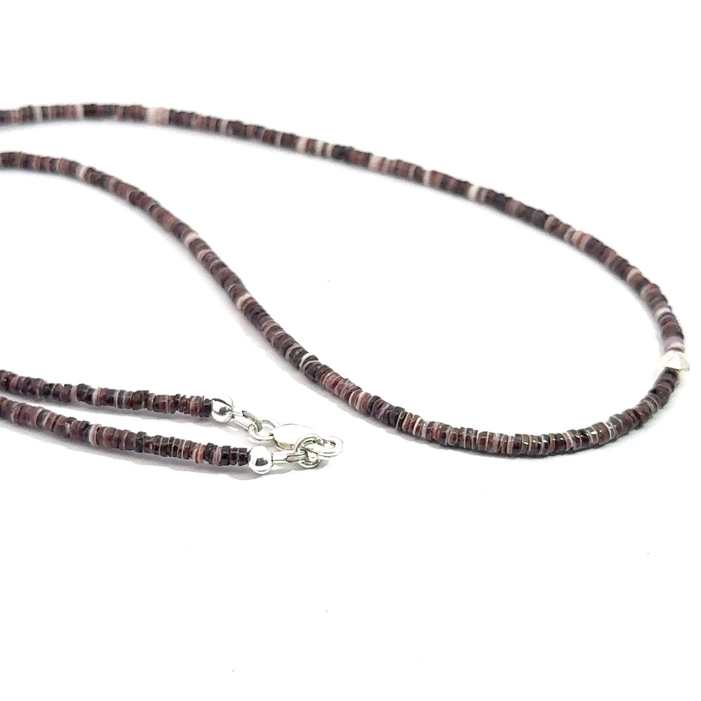 Shell Gemstone Beaded Necklace  on white  left side overview