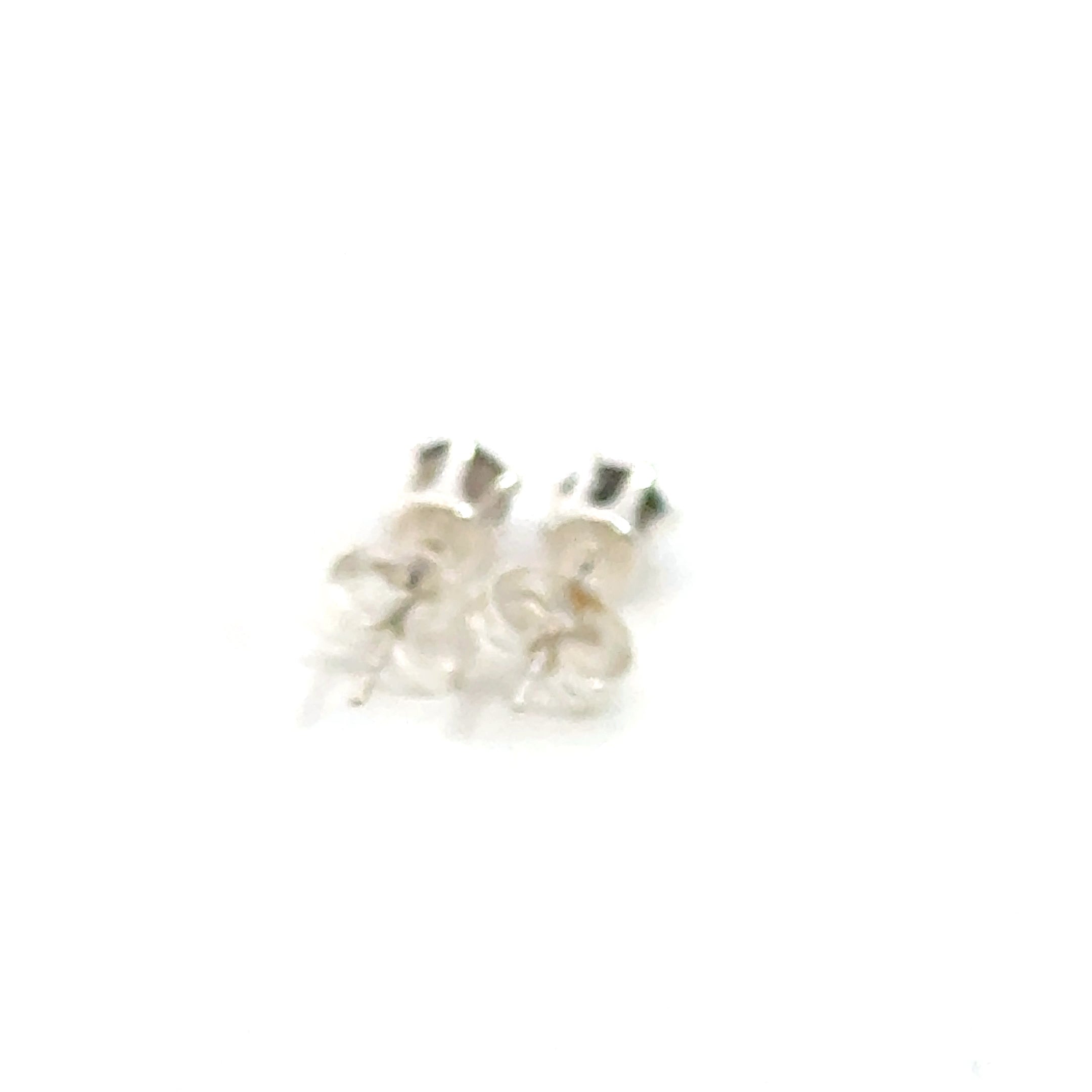 Smokey Quartz earrings with a silver setting on a white background, back overview. 