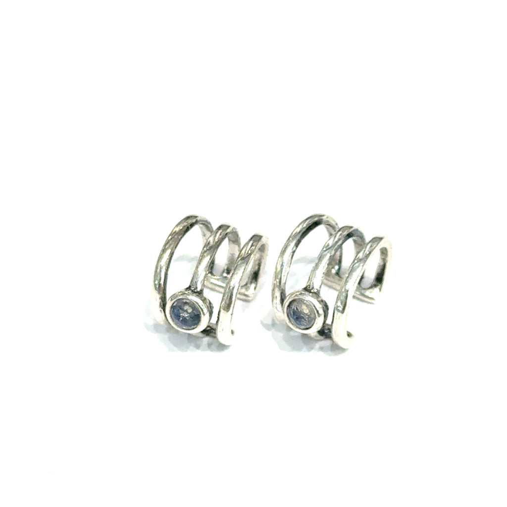 Sterling Silver Moonstone Ear Cuffs on white front side
