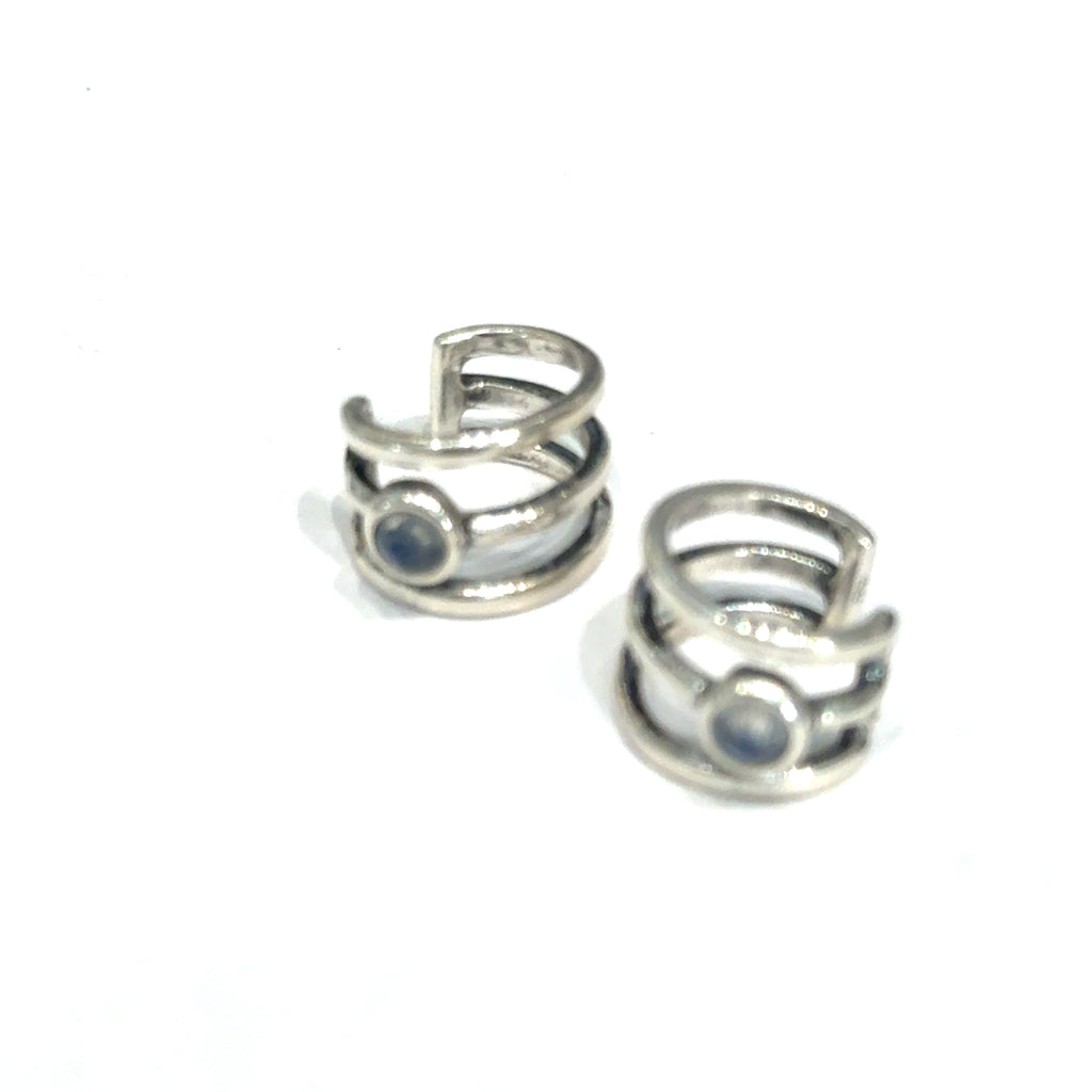 Sterling Silver Moonstone Ear Cuffs on white right side
