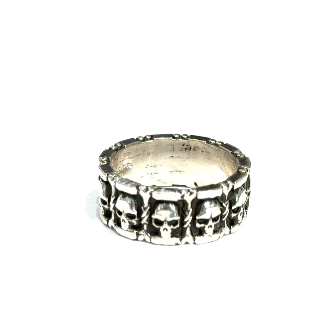 Sterling Silver Skull and Bones Ring on white front