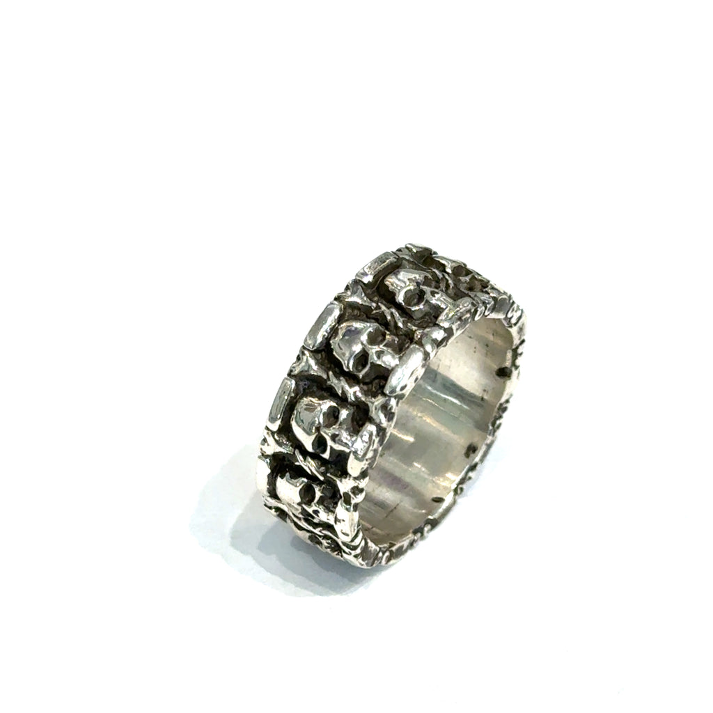 Sterling Silver Skull and Bones Ring on white right side