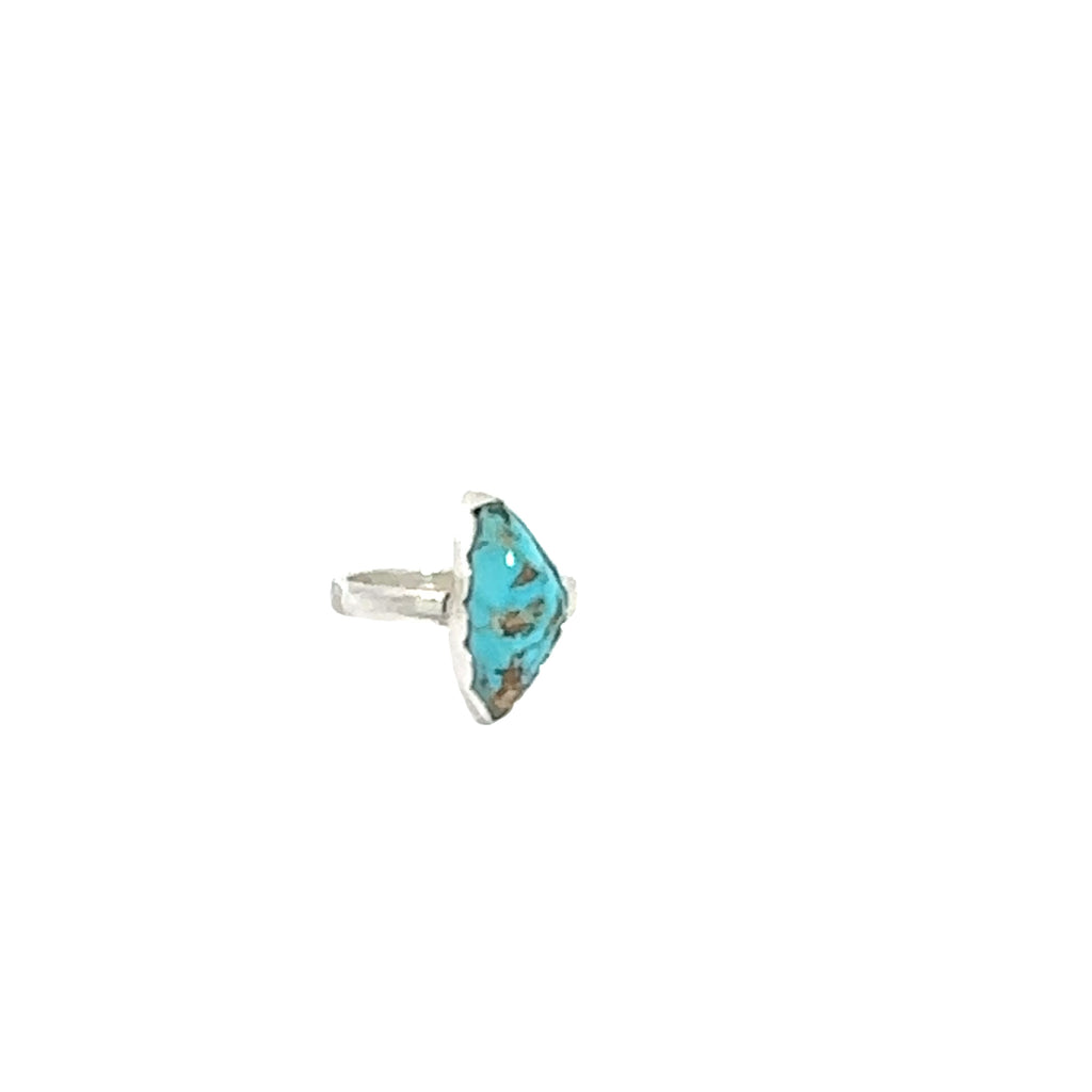 Sterling Silver Turquoise Ring on white  center overview